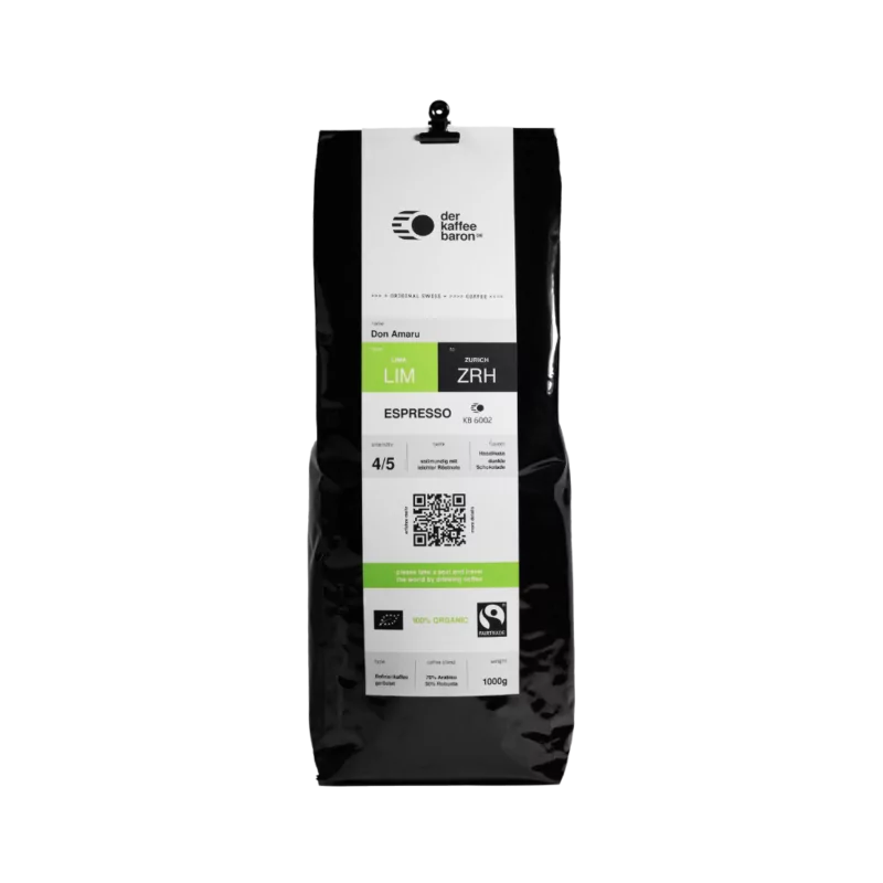 Der Kaffeebaron Bio Fairtrade Espresso "Don Amaru", 1 kg