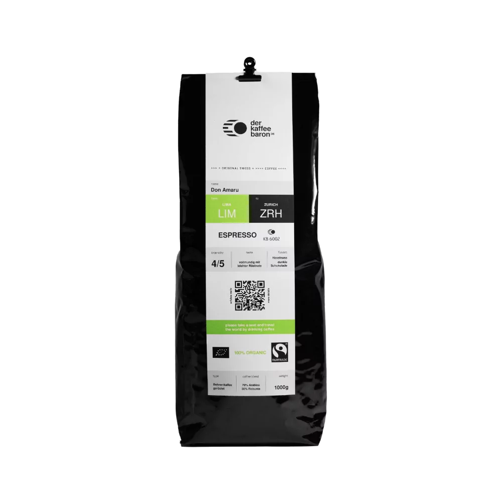 Der Kaffeebaron Bio Fairtrade Espresso "Don Amaru", 1 kg